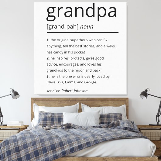 Opa definitie, aangepaste opa cadeau verjaardag canvas afdruk (Insitu (Slaapkamer))