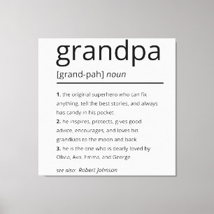 Opa definitie, aangepaste opa cadeau verjaardag canvas afdruk