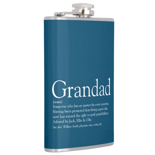 Opa definitie gezegde citaat blauw heupfles (Rechts)