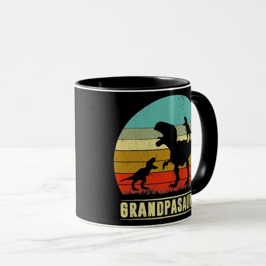 Opa Dinosaur Grandpasaurus 2 Twee Kinderen Mok (Voorkant rechts)