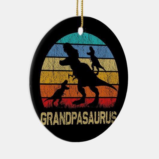 Opa Dinosaur T Rex Grandpasaurus 2 kinderen Keramisch Ornament (Rechts)