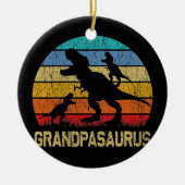Opa Dinosaur T Rex Grandpasaurus 2 kinderen Keramisch Ornament (Voorkant)