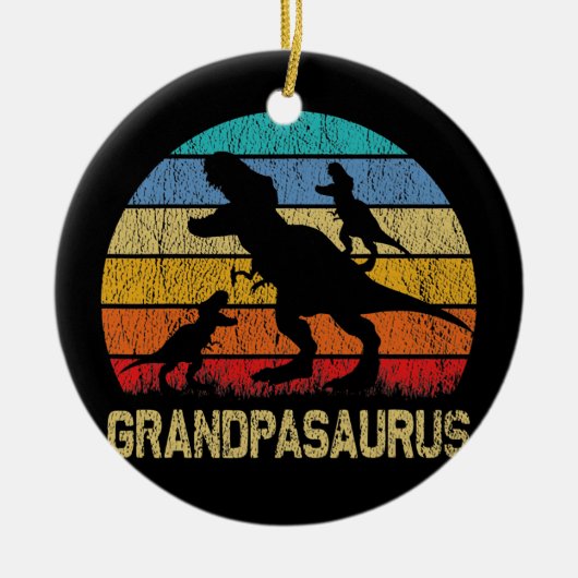 Opa Dinosaur T Rex Grandpasaurus 2 kinderen Keramisch Ornament (Voorkant)