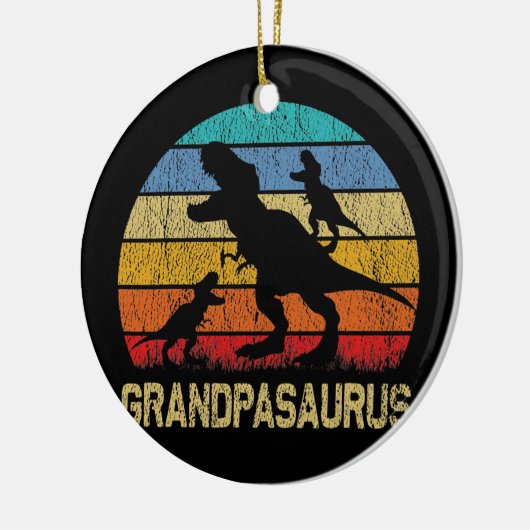 Opa Dinosaur T Rex Grandpasaurus 2 kinderen Keramisch Ornament (Links)