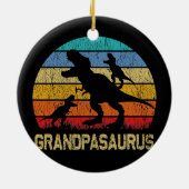 Opa Dinosaur T Rex Grandpasaurus 2 kinderen Keramisch Ornament (Achterkant)
