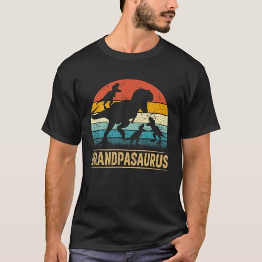 Opa Dinosaur T Rex Grandpasaurus 3 Kinder vader T-shirt (Voorkant)