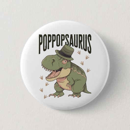 Opa Dinosaur Vaderdag Poppopsaurus Ronde Button 5,7 Cm (Voorkant)