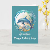 Opa Dolfijn Vaderdag Oceaan Golven van Leven Kaart (Gele Bloem)