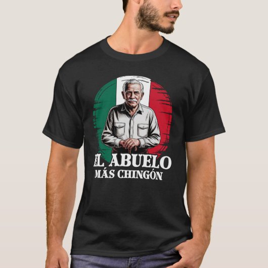 Opa El Abuelo Mas Chingon Mexicaanse Vlag T-shirt (Voorkant)