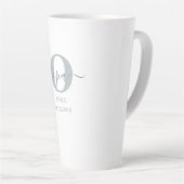 Opa Elegant Script Monogram grijs Witte Latte Mok (Rechterhoek)
