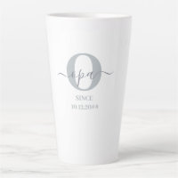 Opa Elegant Script Monogram grijs Witte Latte Mok