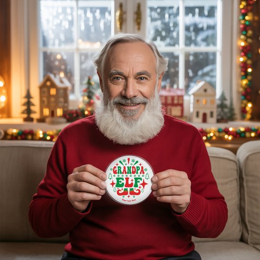 Opa Elf Kerst Feestelijke Vakantie Ronde Button 5,7 Cm