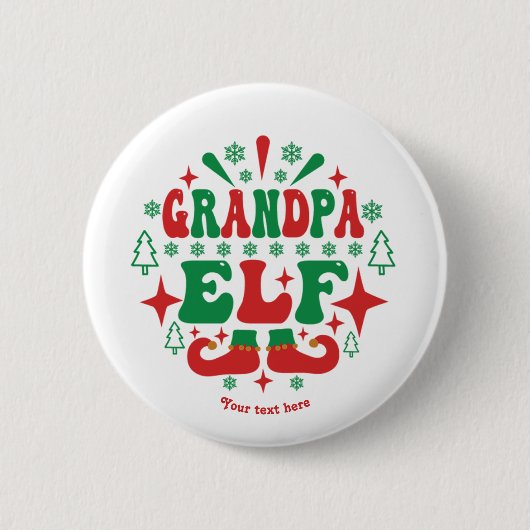 Opa Elf Kerst Feestelijke Vakantie Ronde Button 5,7 Cm (Voorkant)