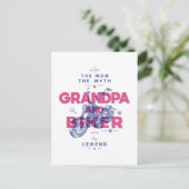 Opa en fietsen het man de mythe van de legende briefkaart (Staand voorkant)
