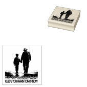 Opa en kleinzoon gaan vissen rubberstempel (Gestempeld)