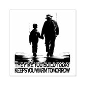 Opa en kleinzoon gaan vissen rubberstempel (Afrduk)