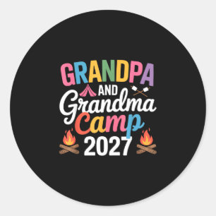 Opa en oma kamperen 2027 grootouders kamperen ronde sticker