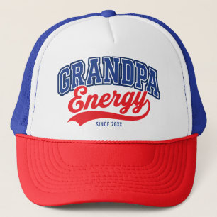 Opa Energie Rood Blauw Retro Sinds Ontwerp Trucker Pet