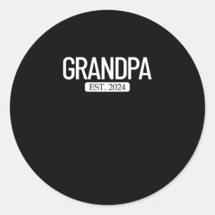 Opa Est. 2024 Nieuwe grootouder Mannen Ronde Sticker