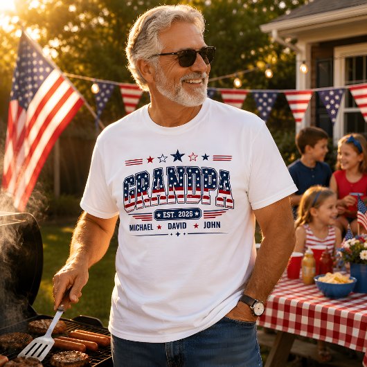 Opa Est 2026 Amerikaanse vlag Aangepaste kindernaa T-shirt