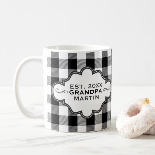 Opa Est Aangepast land Chic B&W Buffalo Pset Koffiemok (Met donut)