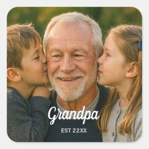 opa EST aangepaste foto Vierkante Sticker