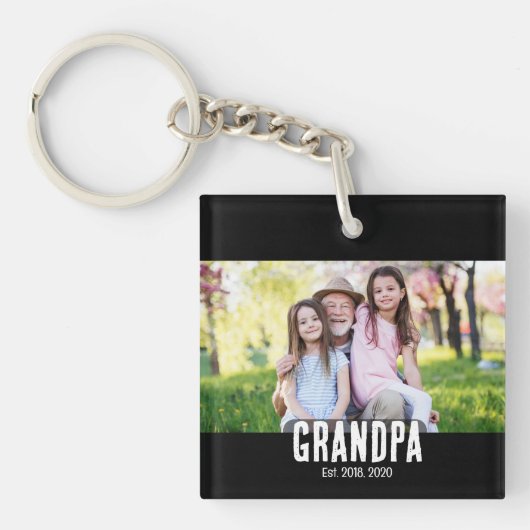 Opa Est. witte script foto Sleutelhanger (Voorkant)