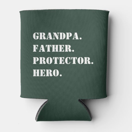 Opa Father Protector Hero Text Vaderdag Blikjeskoeler (Voorkant)