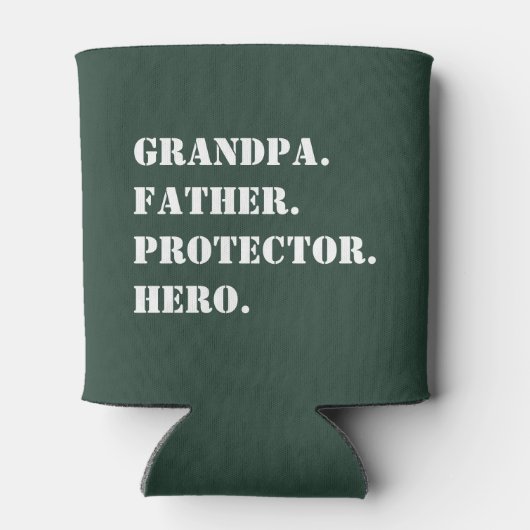 Opa Father Protector Hero Text Vaderdag Blikjeskoeler (Achterkant)