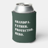 Opa Father Protector Hero Text Vaderdag Blikjeskoeler (Blikje Achterkant)