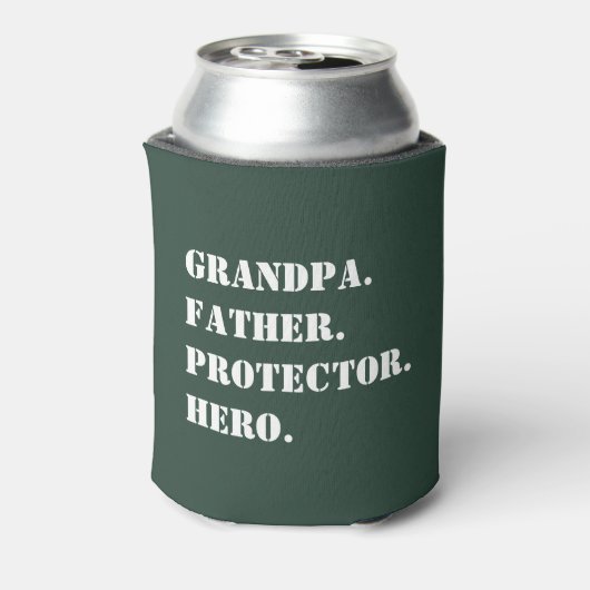 Opa Father Protector Hero Text Vaderdag Blikjeskoeler (Blikje Achterkant)