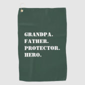 Opa Father Protector Hero Text Vaderdag Golfhanddoek (Voorkant)