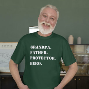 Opa Father Protector Hero Text Vaderdag T-shirt