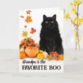 Opa Favoriete Boo Halloween Zwart Kat Kaart (Gele Bloem)