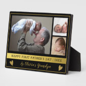 Opa First Vaderdag 3 Foto Black en Gold Fotoplaat (Zijkant)
