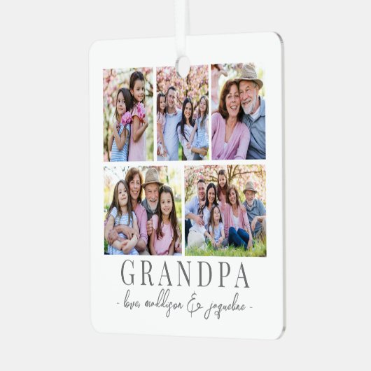 Opa Foto Kerstmis Metalen Ornament (Voorkant links)