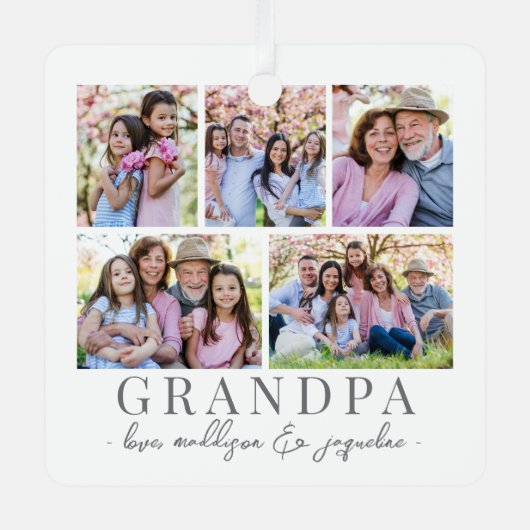 Opa Foto Kerstmis Metalen Ornament (Voorkant)