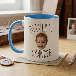 Opa Foto Naam Ontwerp met Babygezicht Mok