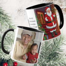 Opa foto verrast Santa Black, witte koffie