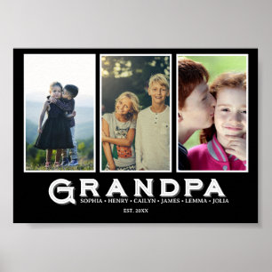 Opa Fotocollage – Aangepaste Namen van Kleinkinder Poster