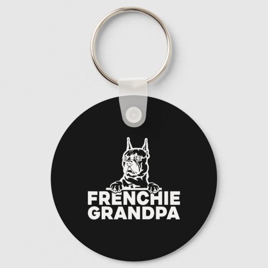Opa Franse Bulldog liefhebbers Sleutelhanger (Voorkant)