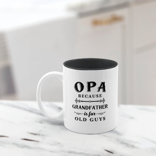 Opa | Funny Grandfather is voor oude jongens Tweekleurige Koffiemok