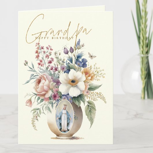 Opa Gefeliciteerd Bloemrijke Religieuze Bedankkaart