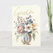 Opa Gefeliciteerd Bloemrijke Religieuze Bedankkaart (Voorkant)