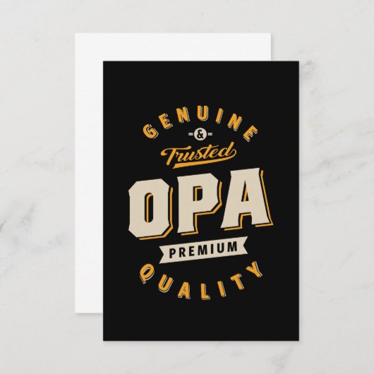 Opa Genuine en Trusted RSVP Kaartje (Voorkant / Achterkant)