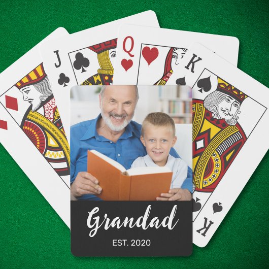 Opa Gevestigde Script Foto Pokerkaarten