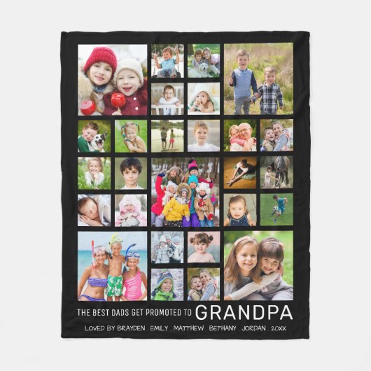 Opa Gezegde 27 Foto Collage Aangepaste tekst Kleur Fleece Deken (Voorkant)