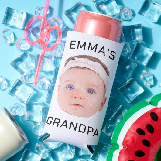 Opa Gift, Aangepaste Baby Gezicht, Foto Gift Seltzer Blikjeskoeler (Insitu Zomer)