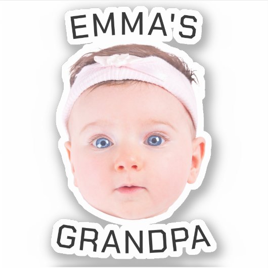 Opa Gift, Aangepaste Baby Gezicht, Foto Gift Sticker (Voorkant)