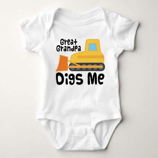 Opa graaft bulldozertruck voor me romper (Voorkant)